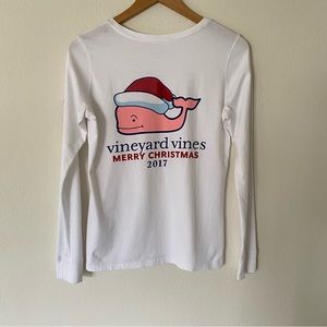 Vineyard Vines Merry Christmas 2017 Santa Whale Long Sleeve Pocket Tee Size XS